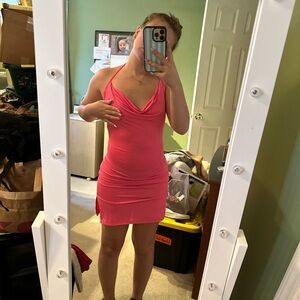 PrettyLittleThing Orange Bodycon Mini Dress Spaghetti Strap Night Out